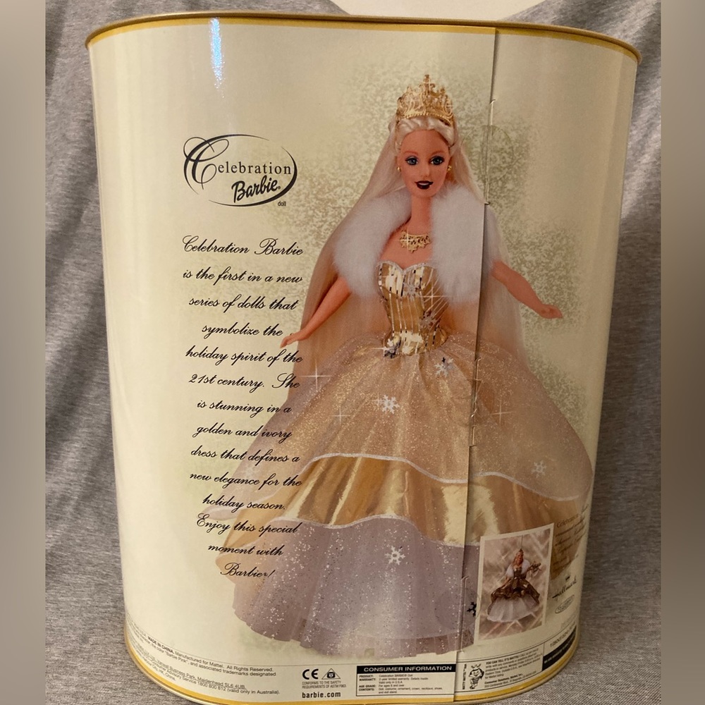 2000 Special Edition Holiday Celebration Barbie Gold Dress Fashion Doll - Picture 10 of 16